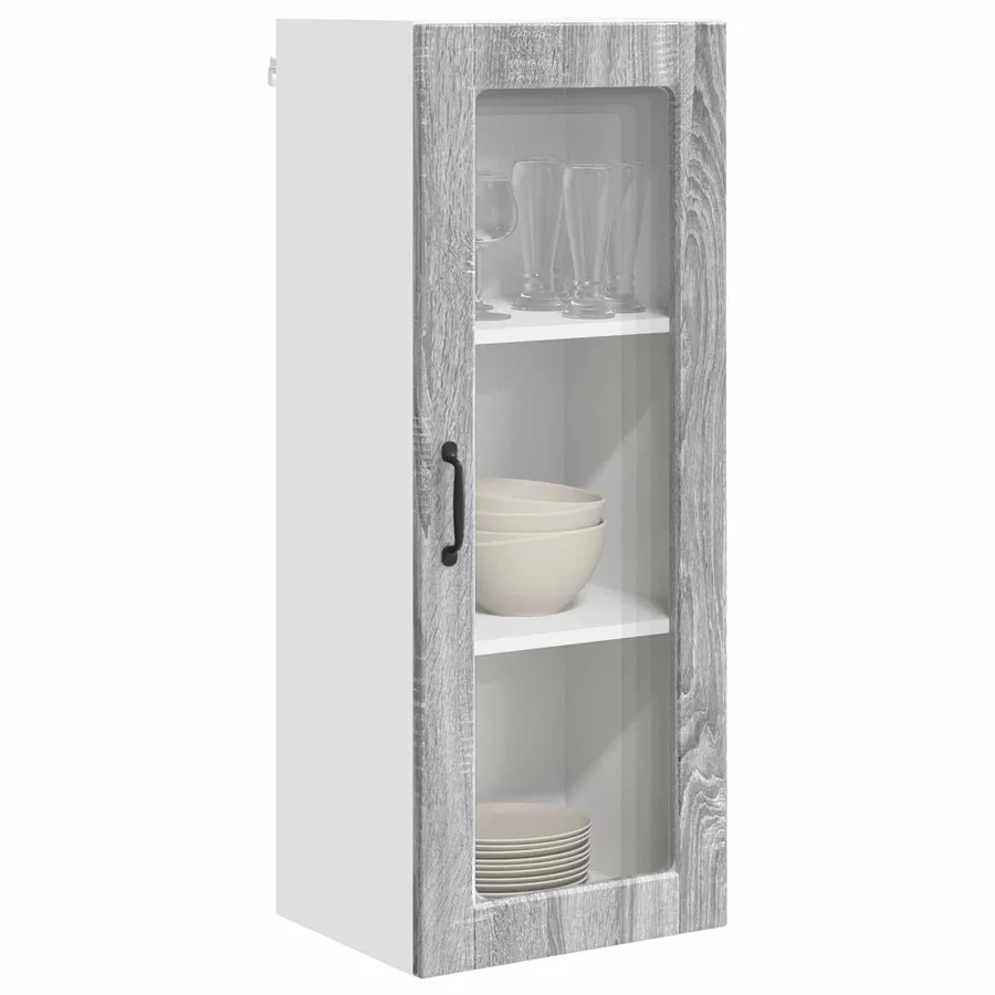 Cabinet en verre mural PORTO Gris Sonoma 40 x 31 x 100 cm - 3