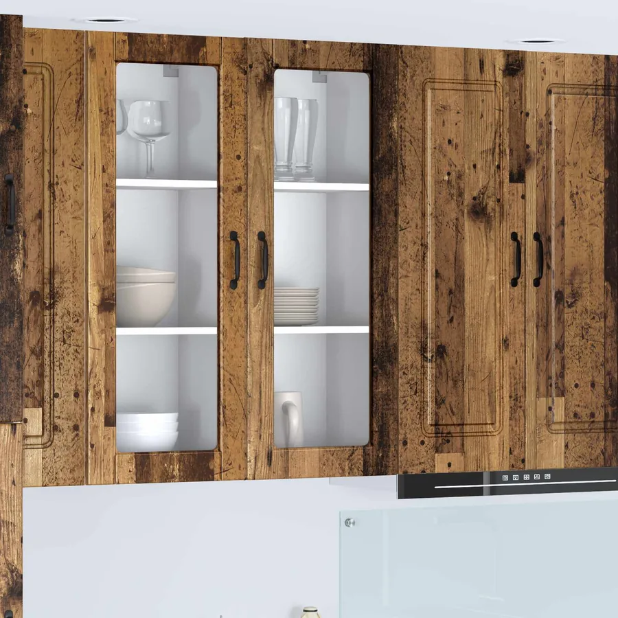 Cabinet en verre mural PORTO Bois ancien 40 x 31 x 100 cm