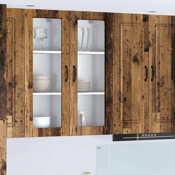 Cabinet en verre mural PORTO Bois ancien 40 x 31 x 100 cm
