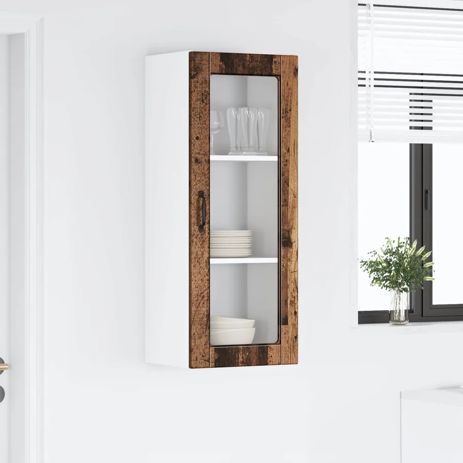 Cabinet en verre mural PORTO Bois ancien 40 x 31 x 100 cm - 4