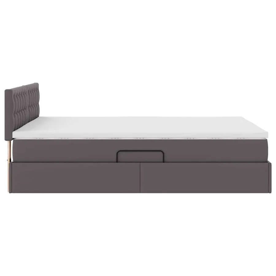 Lit avec rangement et LED Gris 140 x 200 cm Cuir synthétique - 11