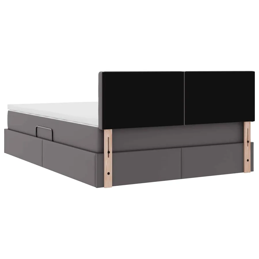 Lit avec rangement et LED Gris 140 x 200 cm Cuir synthétique - 12