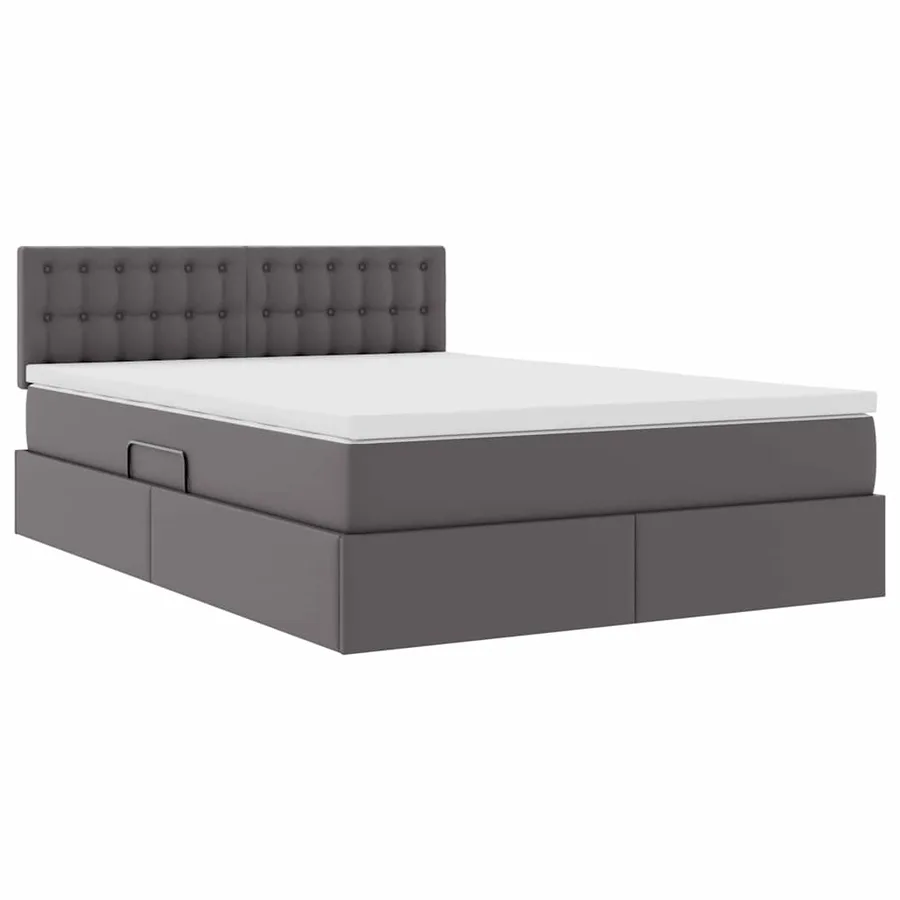 Lit avec rangement et LED Gris 140 x 200 cm Cuir synthétique - 6