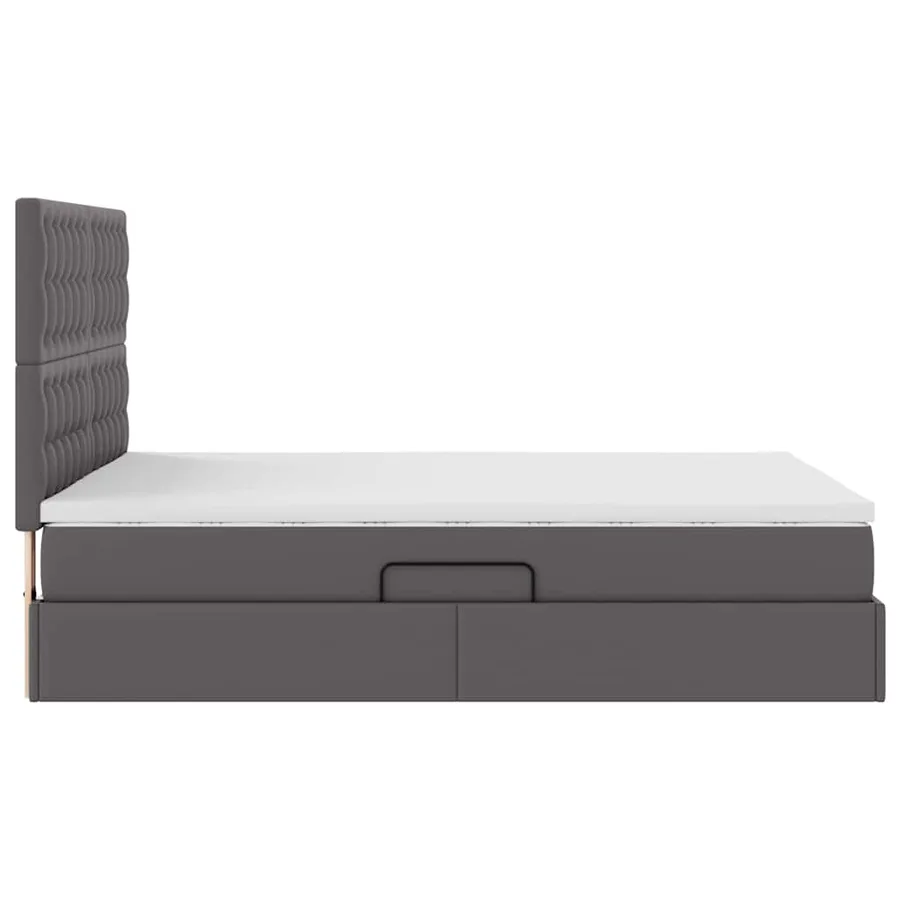 Lit avec rangement et LED Gris 140 x 200 cm Simili cuir - 11