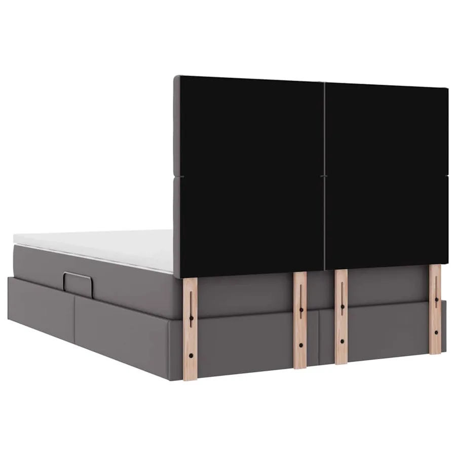 Lit avec rangement et LED Gris 140 x 200 cm Simili cuir - 12