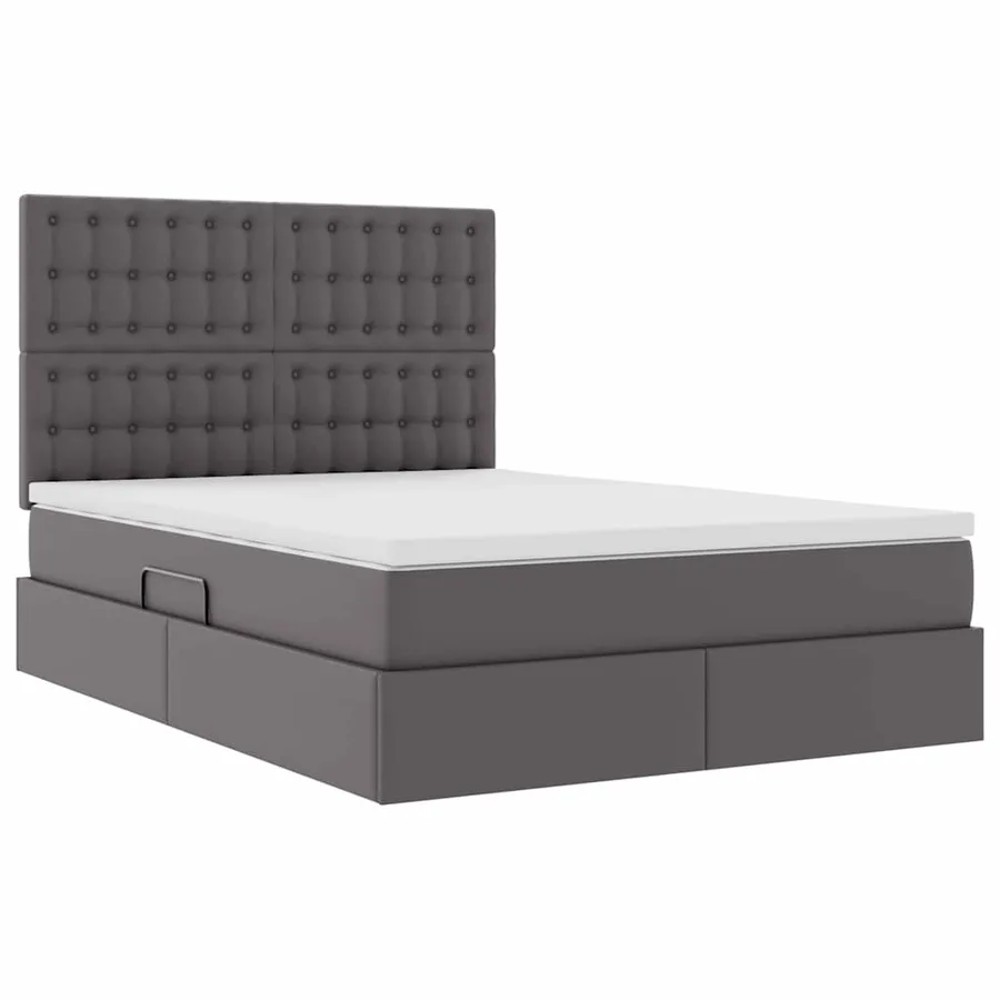 Lit avec rangement et LED Gris 140 x 200 cm Simili cuir - 6
