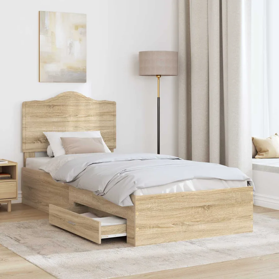 Cadre de lit Chêne Sonoma 90 x 200 cm Bois d'ingénierie - 3
