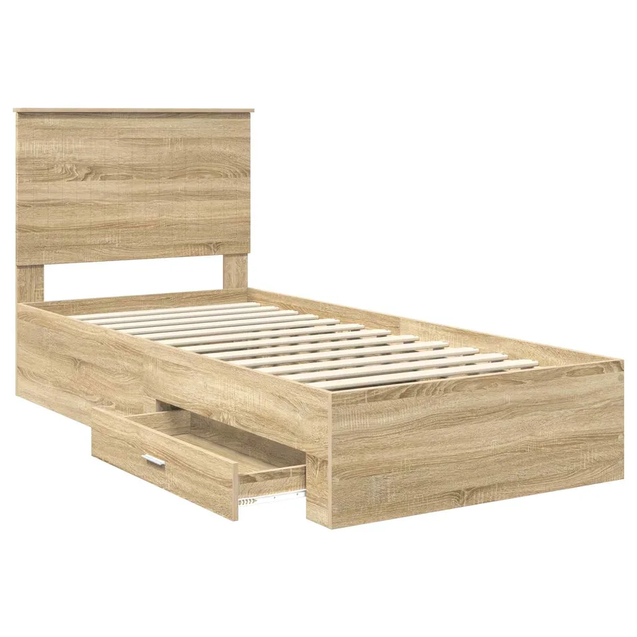 Cadre de lit Chêne Sonoma 90 x 200 cm Bois d'ingénierie - 5