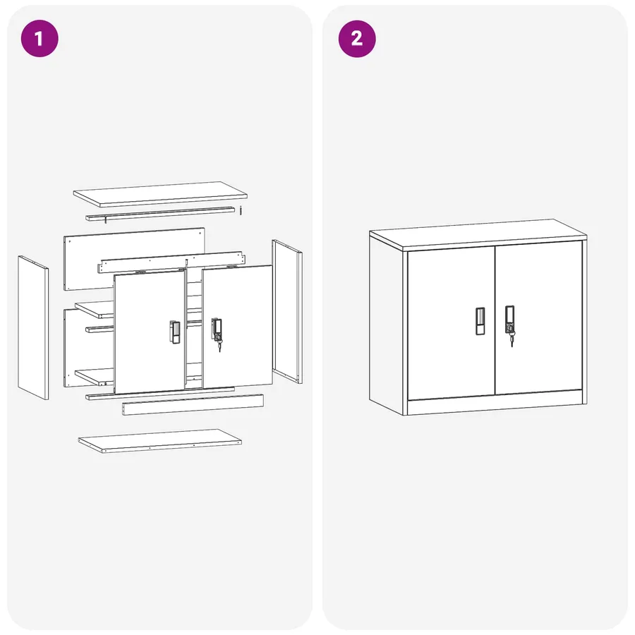 Armoire de rangement Blanc 80 x 40 x 70 cm Acier - 11