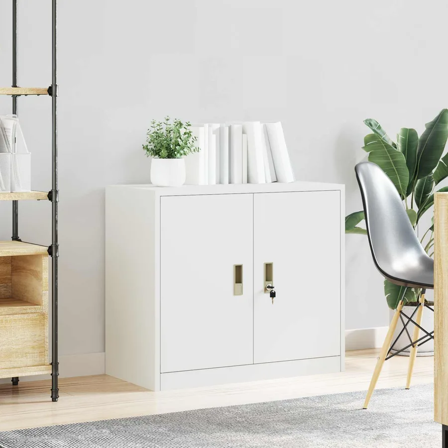 Armoire de rangement Blanc 80 x 40 x 70 cm Acier - 4