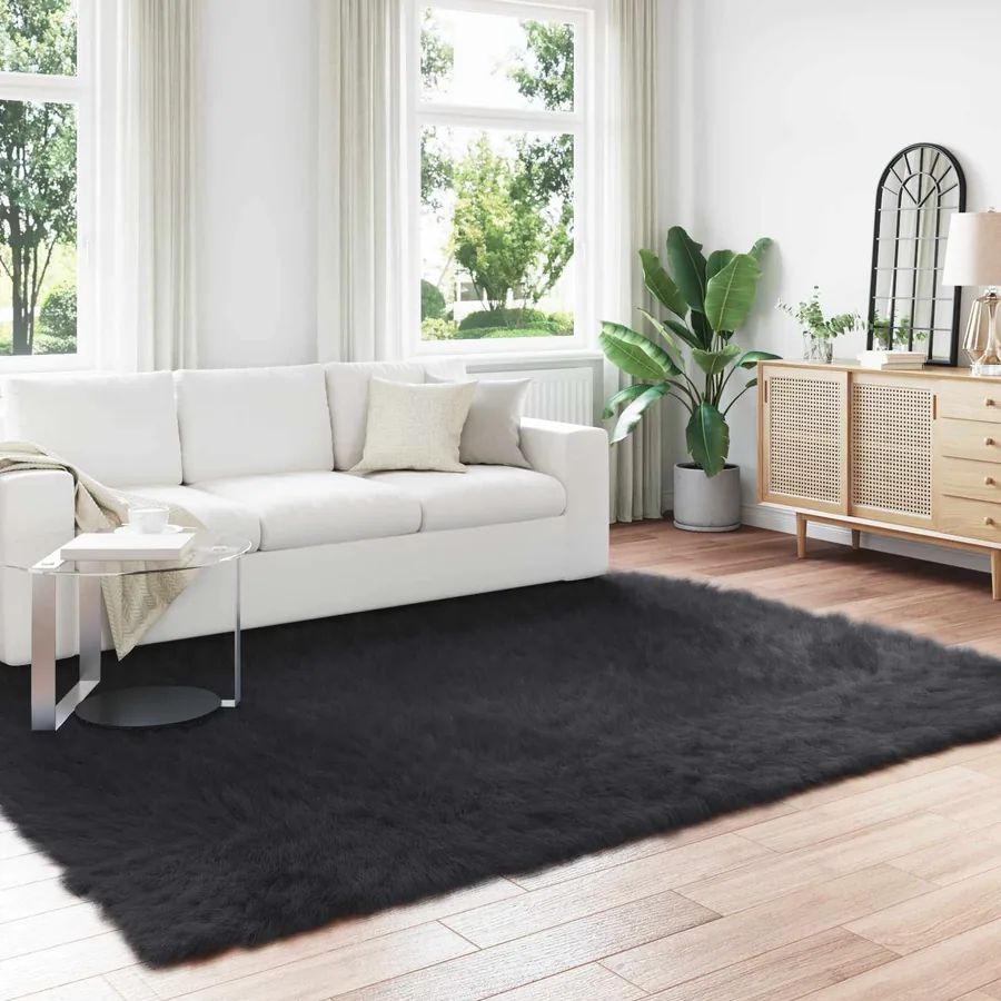 Tapis en fausse TAFALLA Noir 200 x 280 cm Polyester