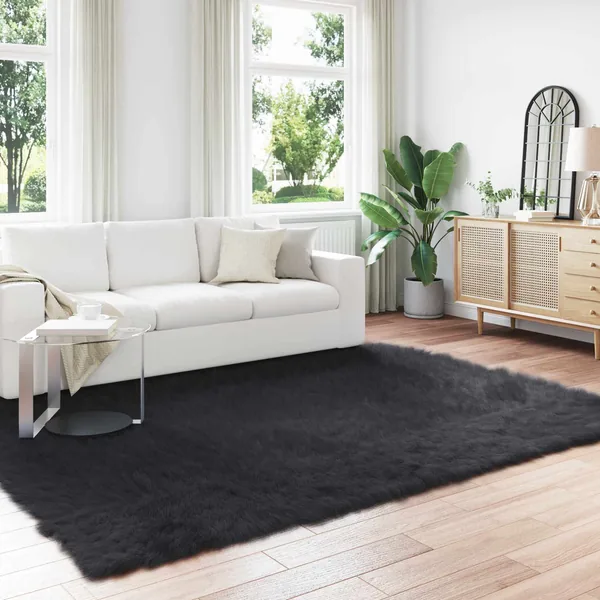 Tapis en fausse TAFALLA Noir 200 x 280 cm Polyester