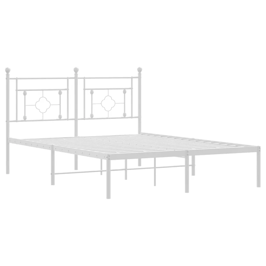 Cadre de lit métal sans matelas et tête de lit blanc 135x190 cm - 4