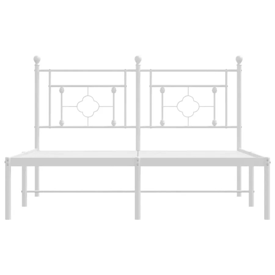 Cadre de lit métal sans matelas et tête de lit blanc 135x190 cm - 5