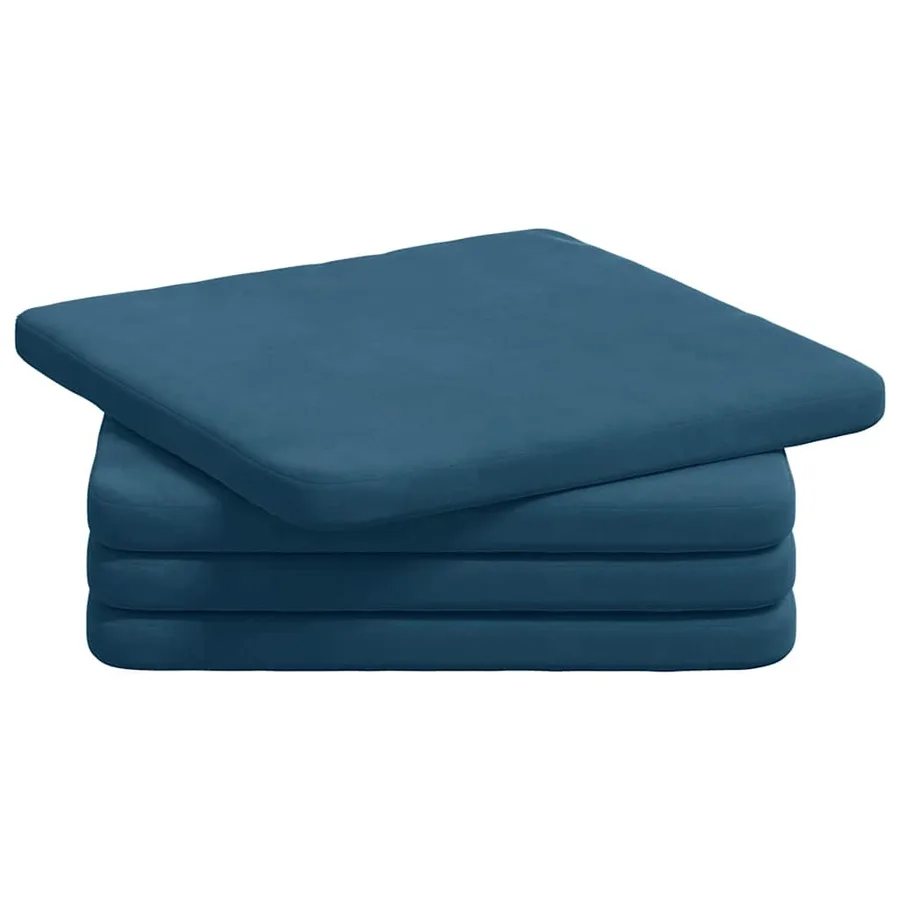 Coussins de siège 4 pcs Bleu 40 x 40 x 3 cm Velours - 2