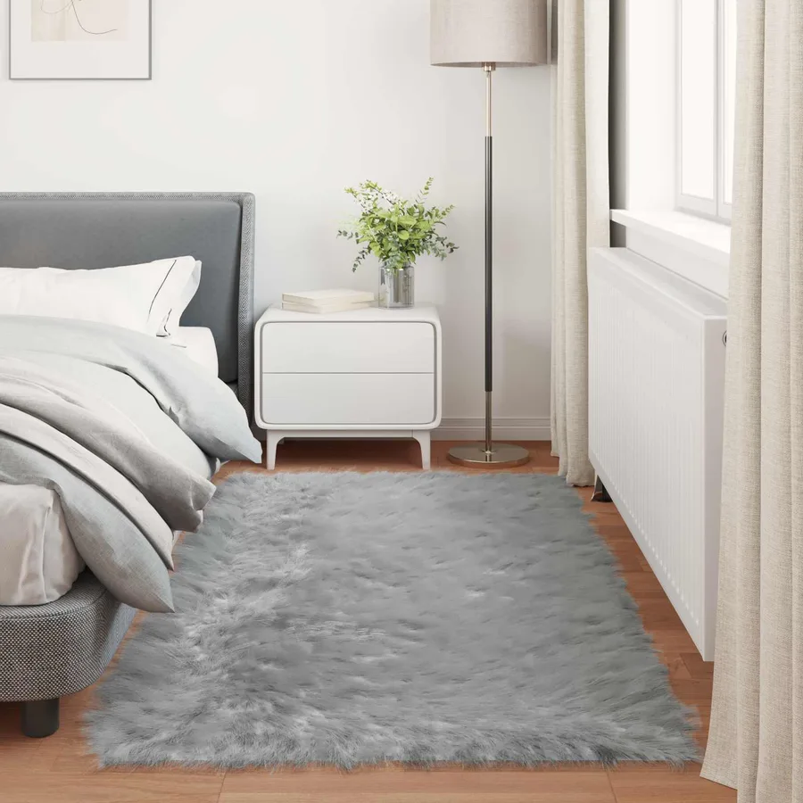 Tapis en fausse TAFALLA Gris 100 x 200 cm Polyester - 4