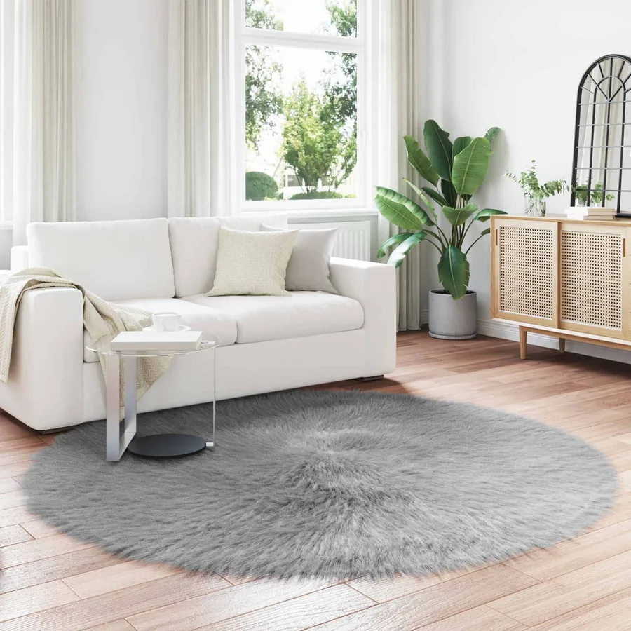 Tapis en fausse TAFALLA Gris Ø 160 cm Polyester