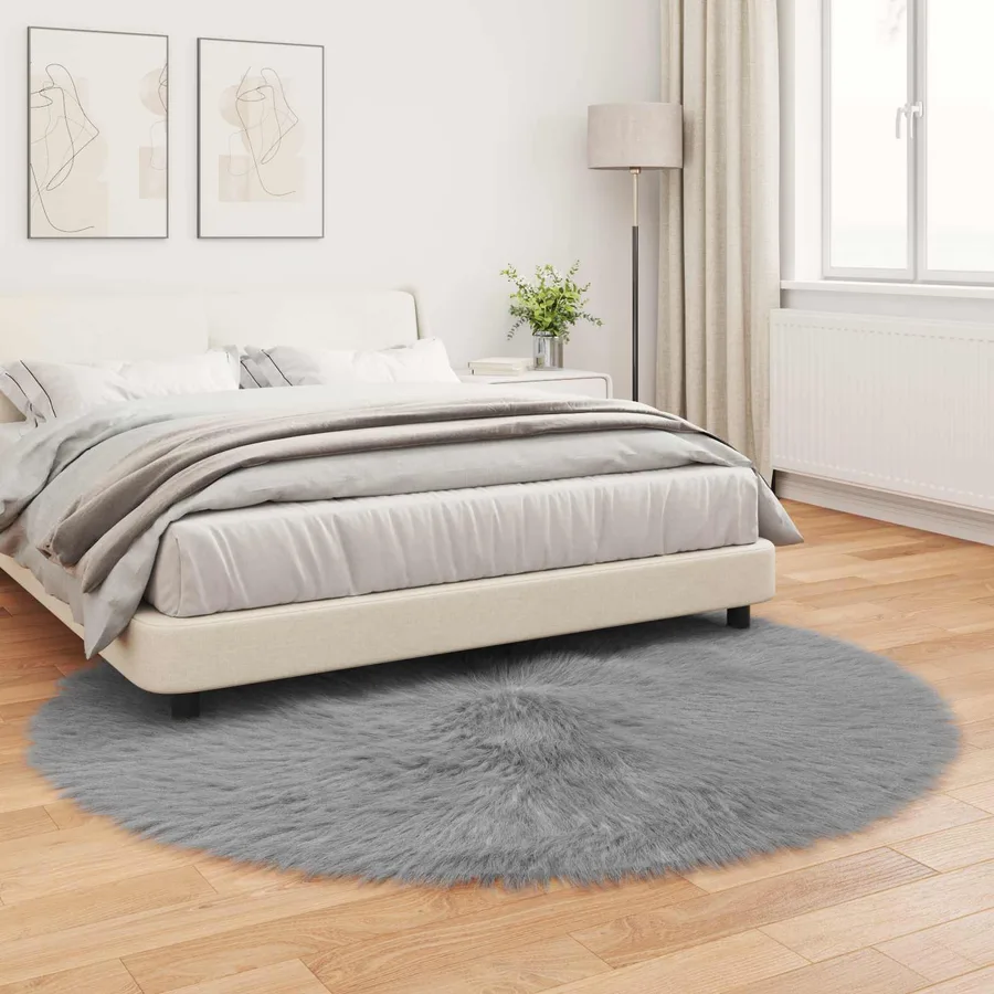 Tapis en fausse TAFALLA Gris Ø 160 cm Polyester - 4