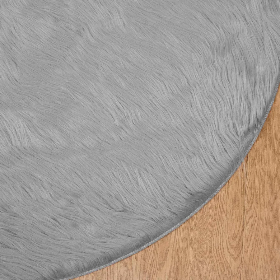 Tapis en fausse TAFALLA Gris Ø 160 cm Polyester - 7