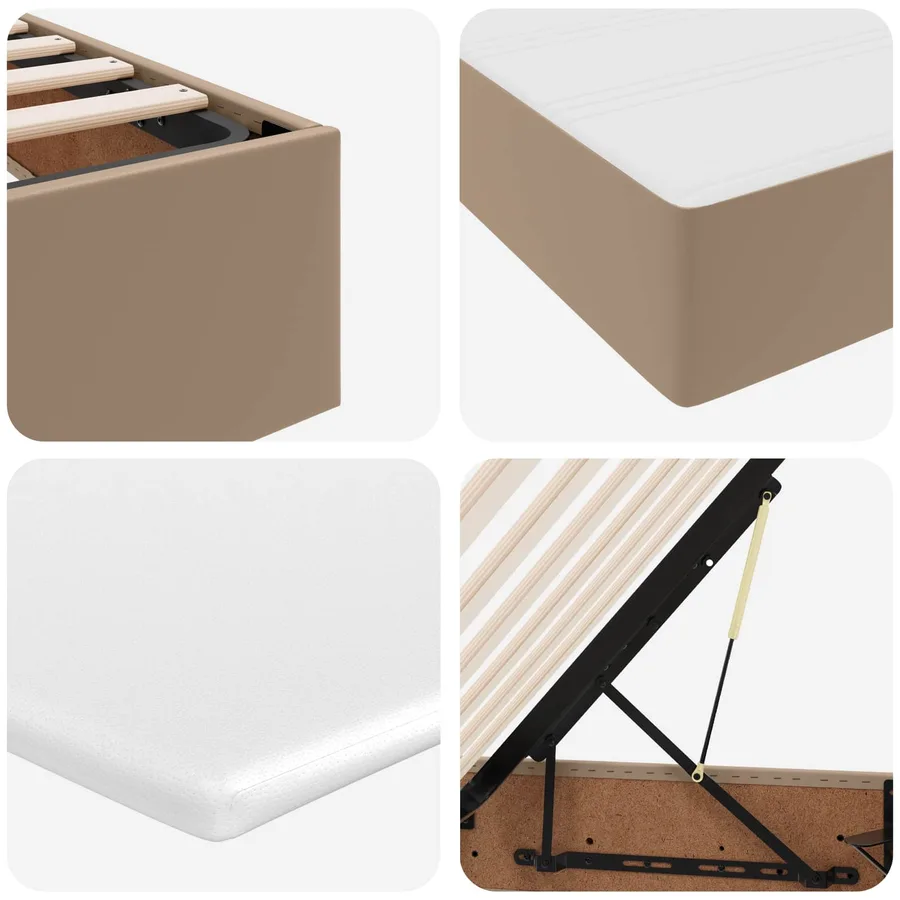 Lit avec rangement et matelas Cappuccino 140 x 200 cm - 11