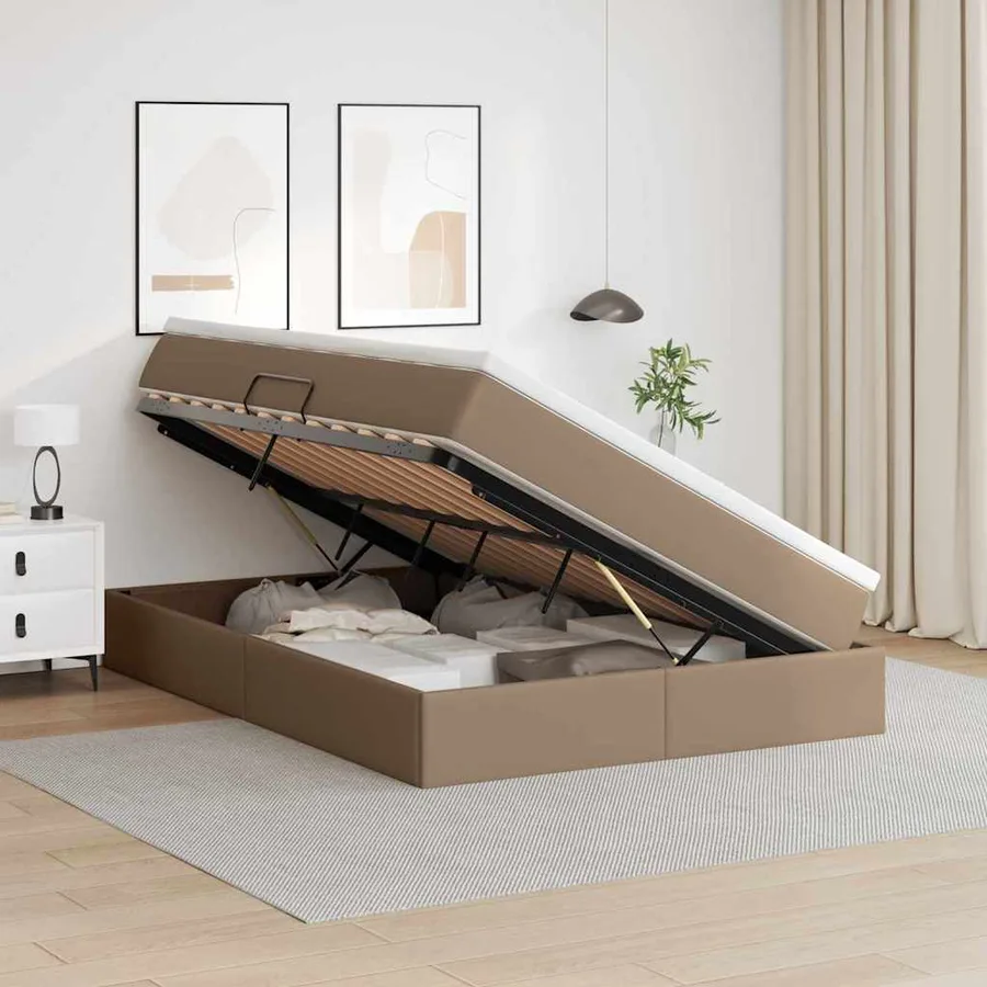 Lit avec rangement et matelas Cappuccino 140 x 200 cm - 4