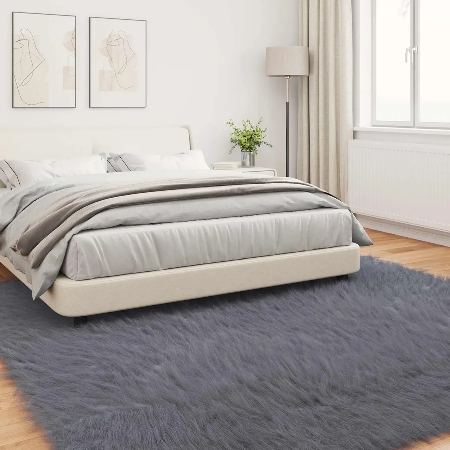 Tapis en fausse TAFALLA Anthracite 200 x 200 cm Polyester - 4