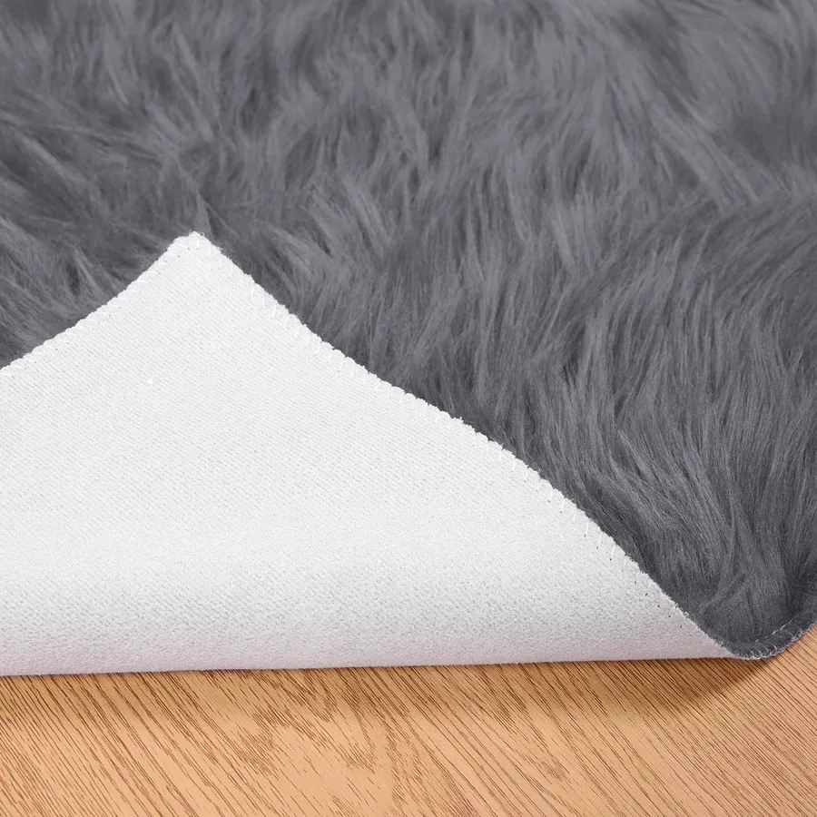 Tapis en fausse TAFALLA Anthracite 200 x 200 cm Polyester - 6