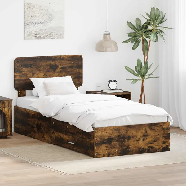 Cadre de lit Chêne fumé 90 x 200 cm Bois d'ingénierie