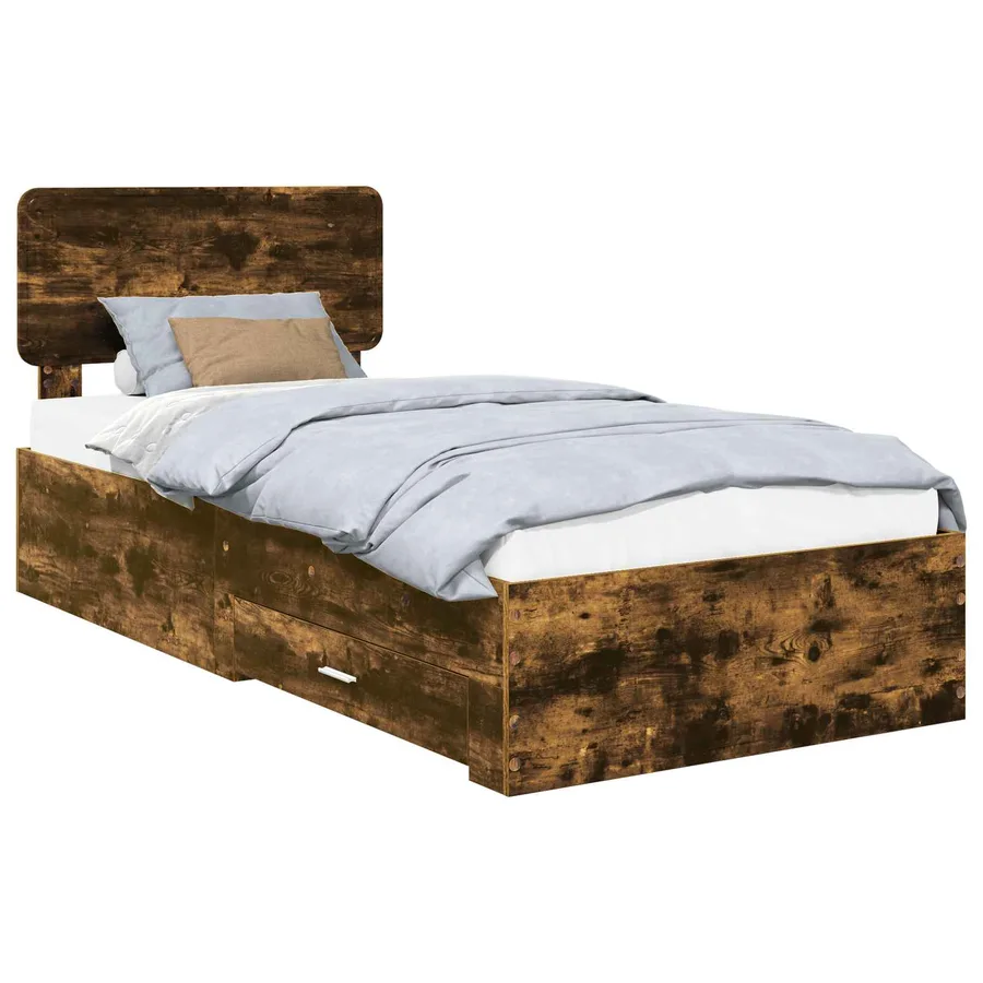 Cadre de lit Chêne fumé 90 x 200 cm Bois d'ingénierie - 2