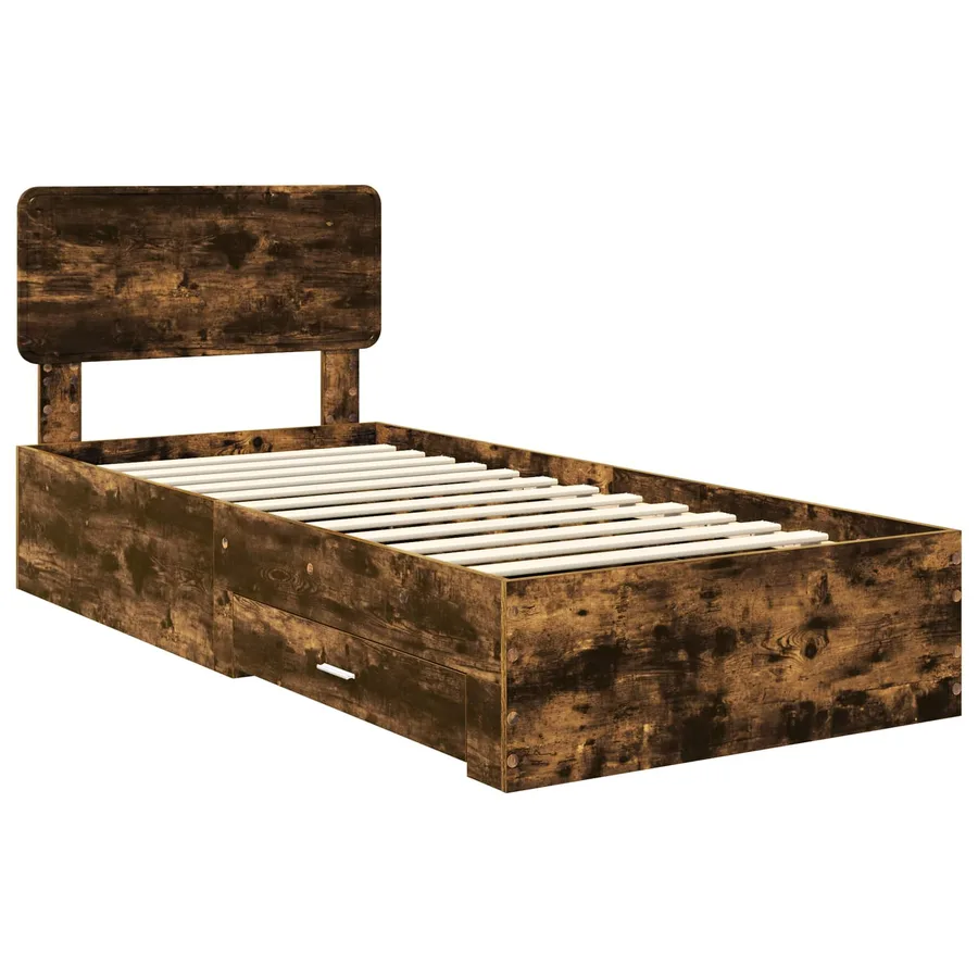 Cadre de lit Chêne fumé 90 x 200 cm Bois d'ingénierie - 4