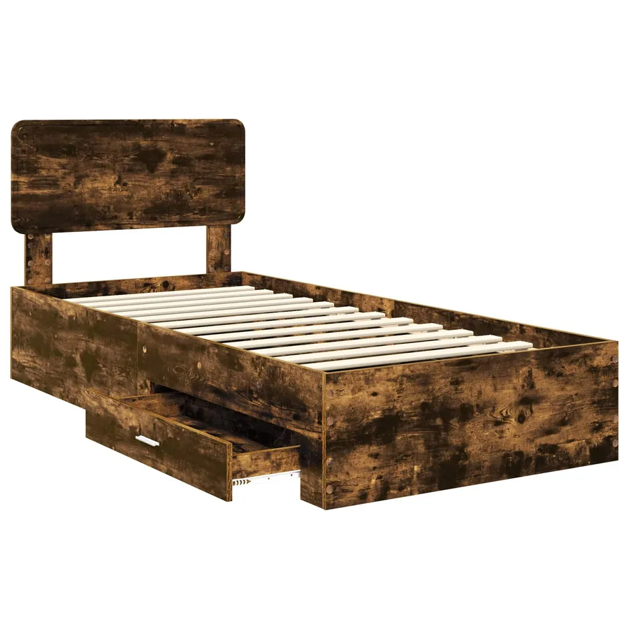 Cadre de lit Chêne fumé 90 x 200 cm Bois d'ingénierie - 5