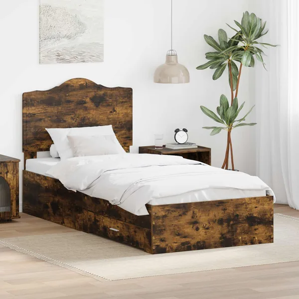 Cadre de lit Chêne fumé 90 x 200 cm Bois d'ingénierie