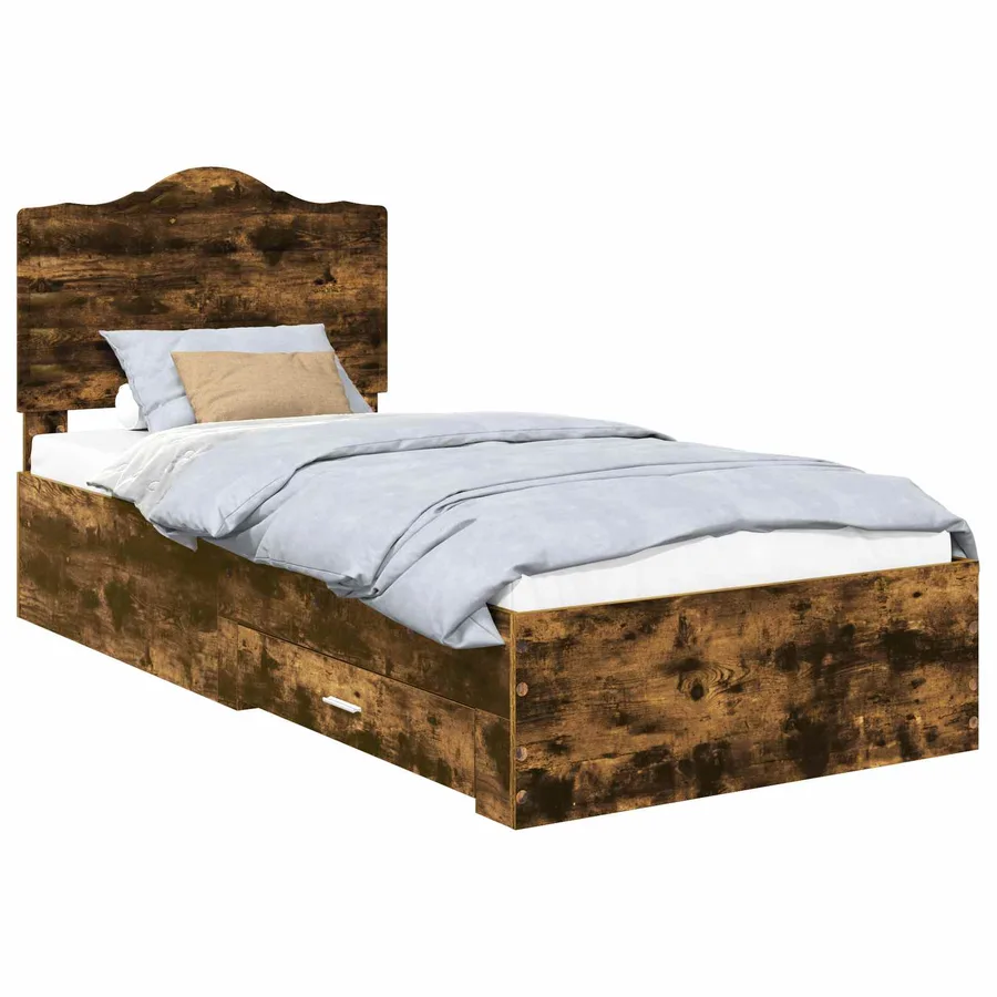 Cadre de lit Chêne fumé 90 x 200 cm Bois d'ingénierie - 2