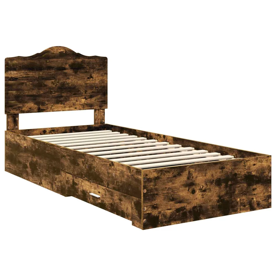 Cadre de lit Chêne fumé 90 x 200 cm Bois d'ingénierie - 4