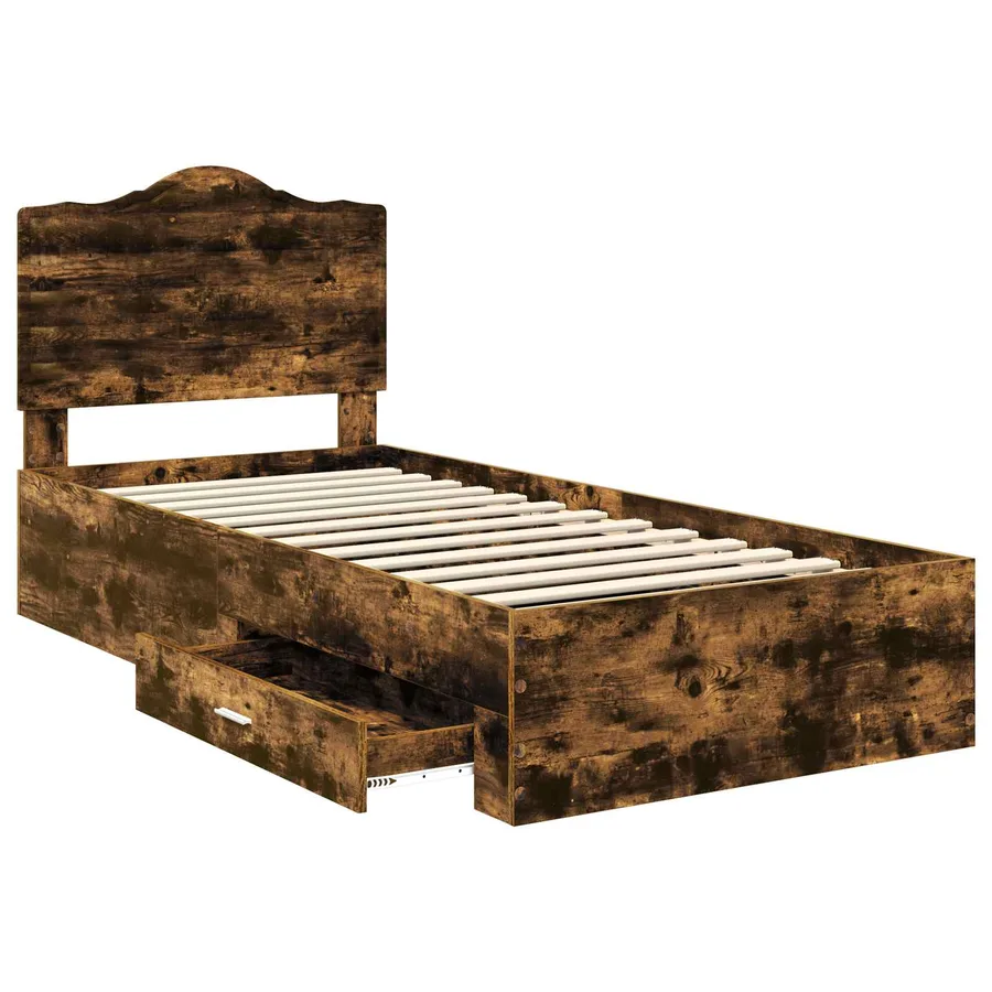 Cadre de lit Chêne fumé 90 x 200 cm Bois d'ingénierie - 5