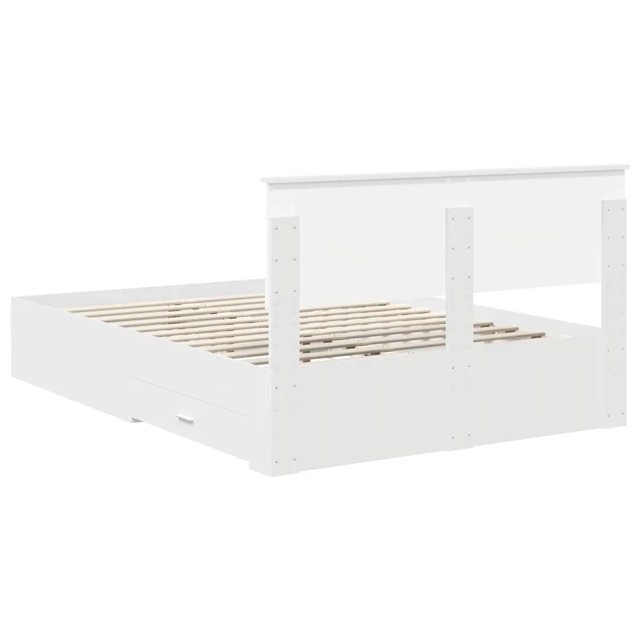 Cadre de lit avec tiroir Blanc 140 x 190 cm Bois d'ingénierie - 10