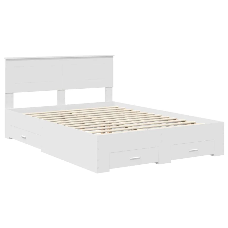Cadre de lit avec tiroir Blanc 140 x 190 cm Bois d'ingénierie - 4