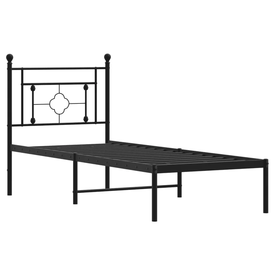 Cadre de lit métal sans matelas avec tête de lit noir 80x200 cm - 4