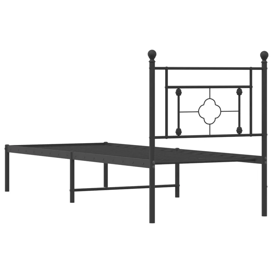 Cadre de lit métal sans matelas avec tête de lit noir 80x200 cm - 7