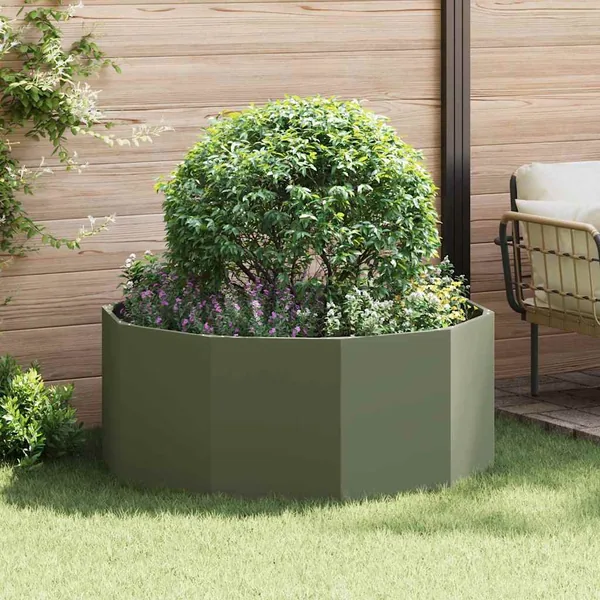 Jardinière Vert olive 120 x 120 x 50 cm Acier