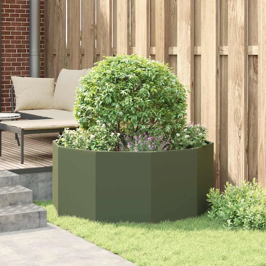 Jardinière Vert olive 120 x 120 x 50 cm Acier - 4