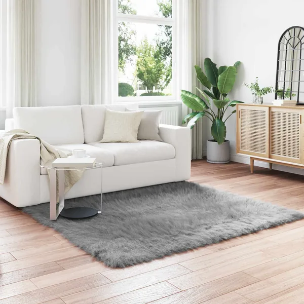 Tapis en fausse TAFALLA Gris 120 x 120 cm Polyester