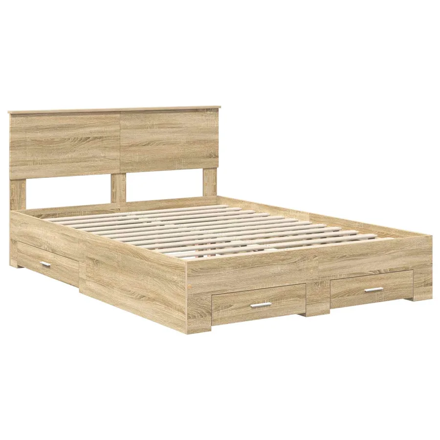 Cadre de lit Chêne Sonoma 140 x 190 cm Bois d'ingénierie - 4
