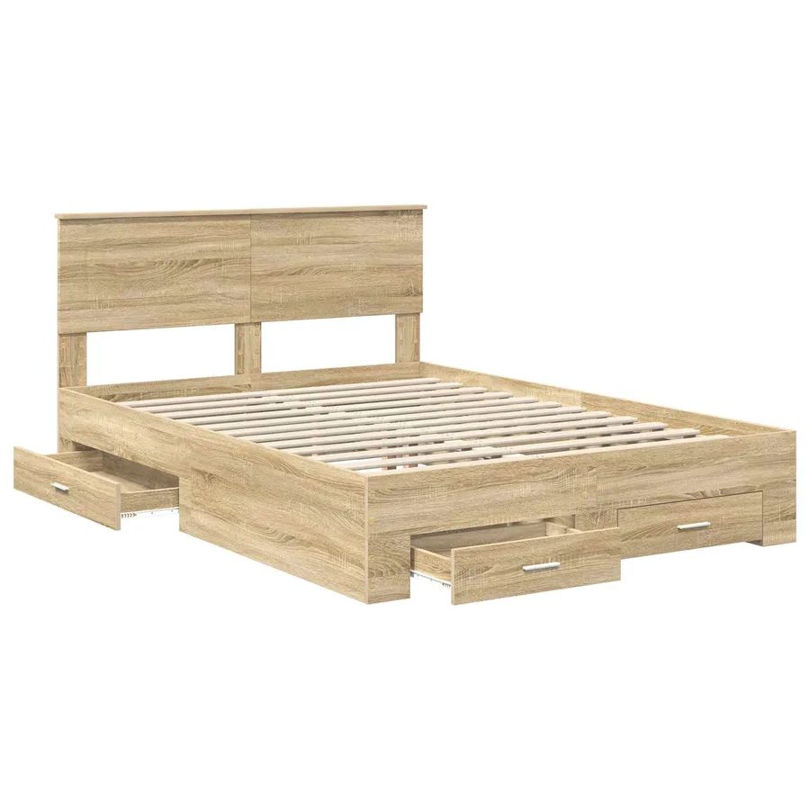 Cadre de lit Chêne Sonoma 140 x 190 cm Bois d'ingénierie - 5