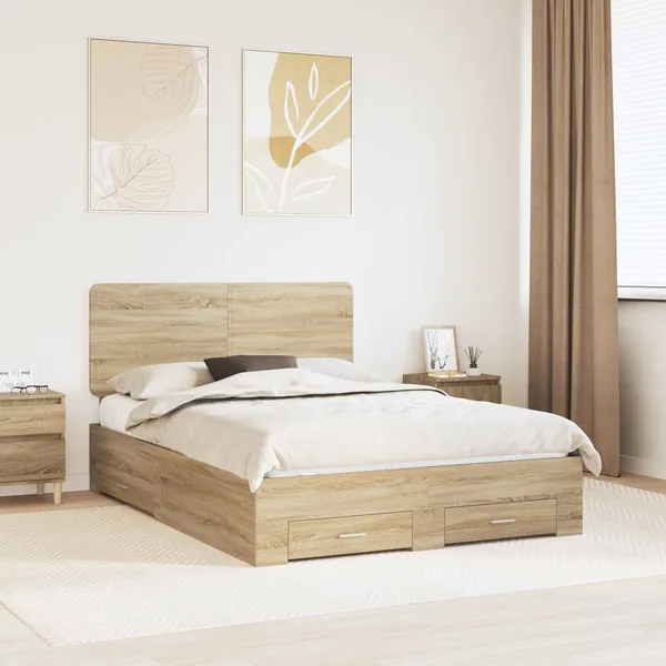 Cadre de lit Chêne Sonoma 140 x 190 cm Bois d'ingénierie