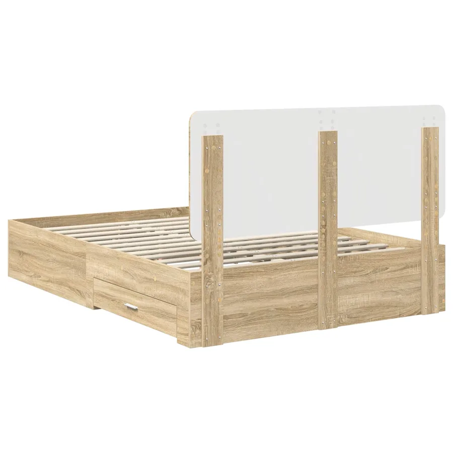 Cadre de lit Chêne Sonoma 140 x 190 cm Bois d'ingénierie - 10