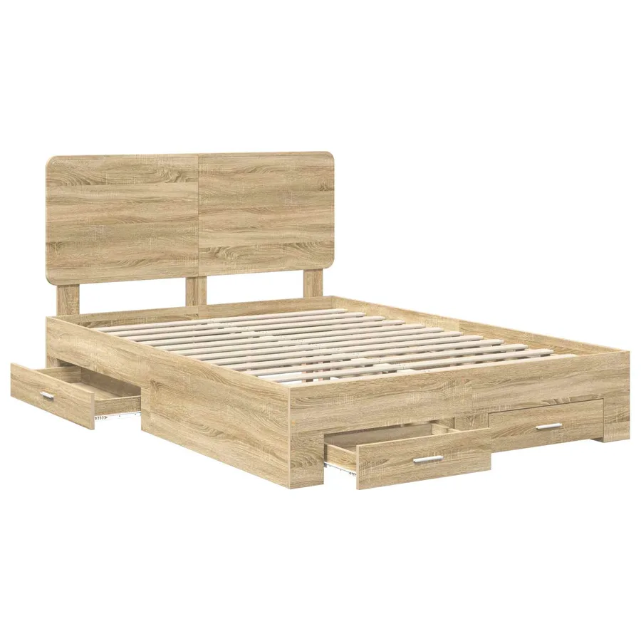 Cadre de lit Chêne Sonoma 140 x 190 cm Bois d'ingénierie - 5