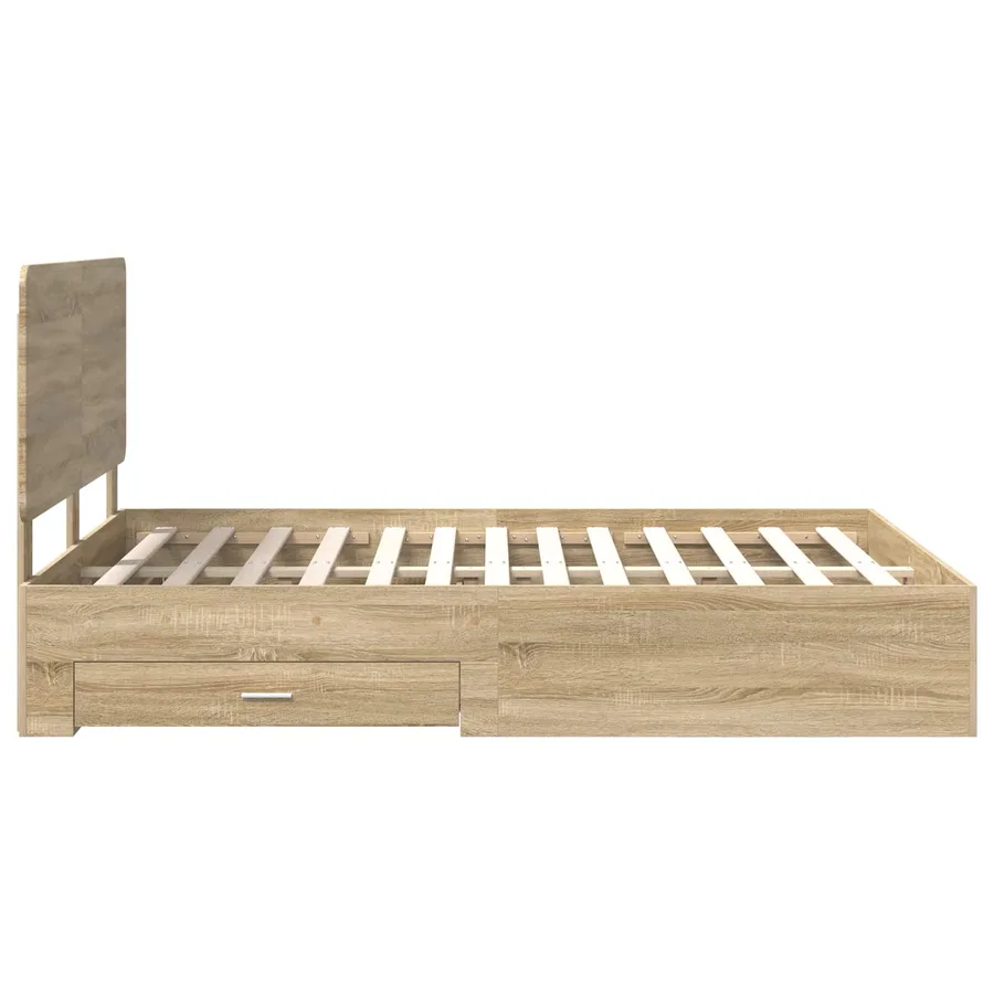 Cadre de lit Chêne Sonoma 140 x 190 cm Bois d'ingénierie - 9