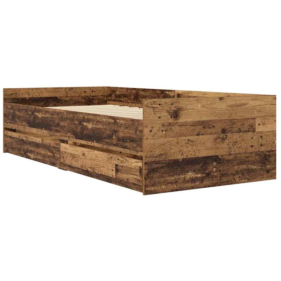 Cadre de lit avec tiroir Bois Ancien 90 x 200 cm Pin massif - 2