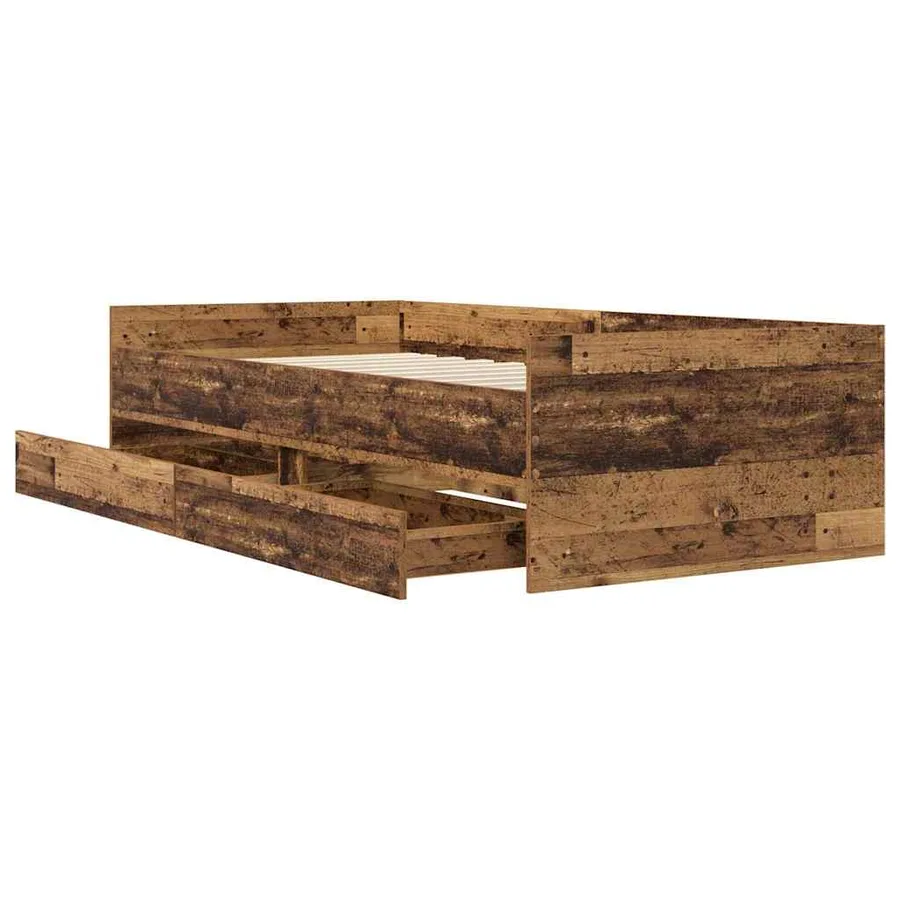 Cadre de lit avec tiroir Bois Ancien 90 x 200 cm Pin massif - 5